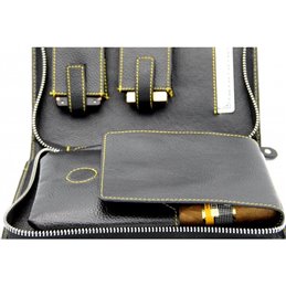 Adorini étui à cigares cuir véritable couture jaune