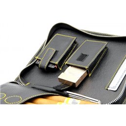 Adorini étui à cigares cuir véritable couture jaune