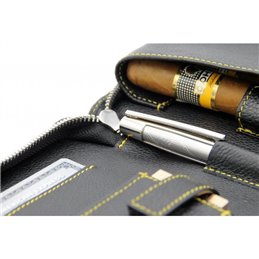 Adorini étui à cigares cuir véritable couture jaune